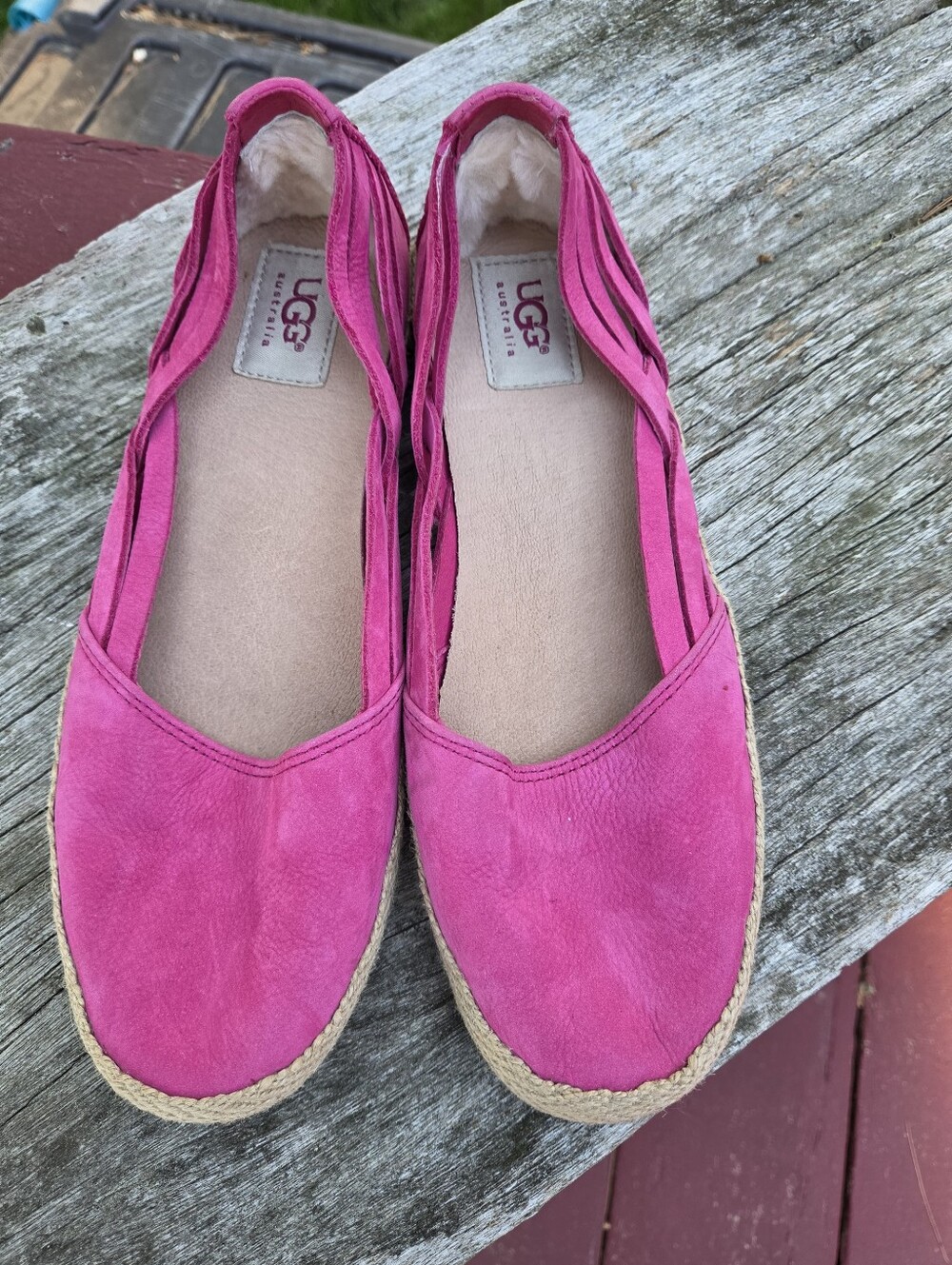 UGG Hot Pink Suede Espadrille Flats